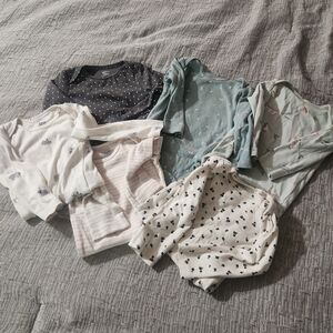 Carter's Long Sleeve Tees Bundle in Gray, White, Pink, Green, Black